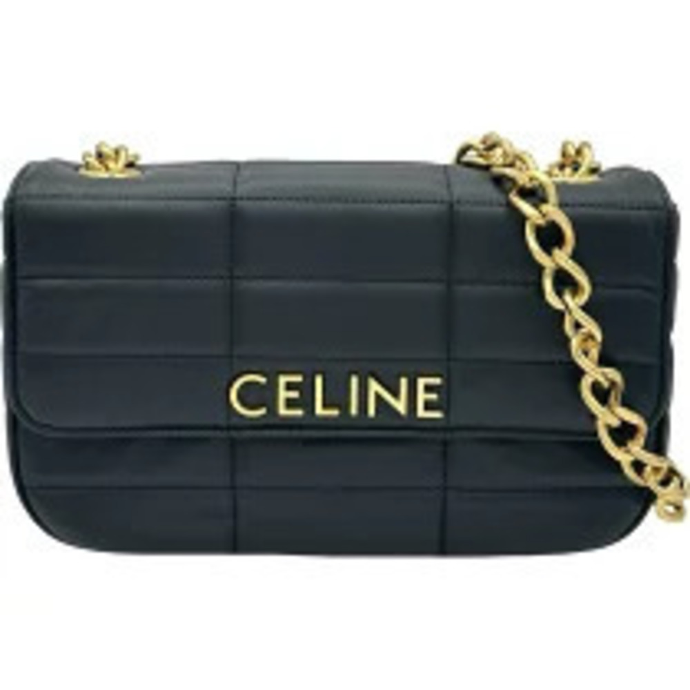 Celine Monochrome Gnome Chain Shoulder Bag Black Calfskin